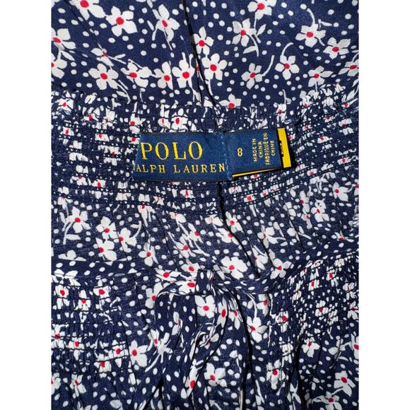 Polo‎ Ralph Lauren Blue Floral Crepe Romper Size 8 NEW Jumpsuit - Picture 6 of 9